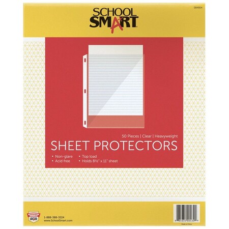 School Smart Polypropylene Sheet Protectors, Top Loading, Pack of 50 PK 084904